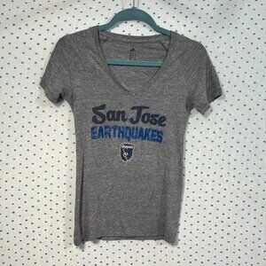 Adidas San Jose Earthquakes Women's Heather Gray V-Neck Short Sleeve T-Shirt